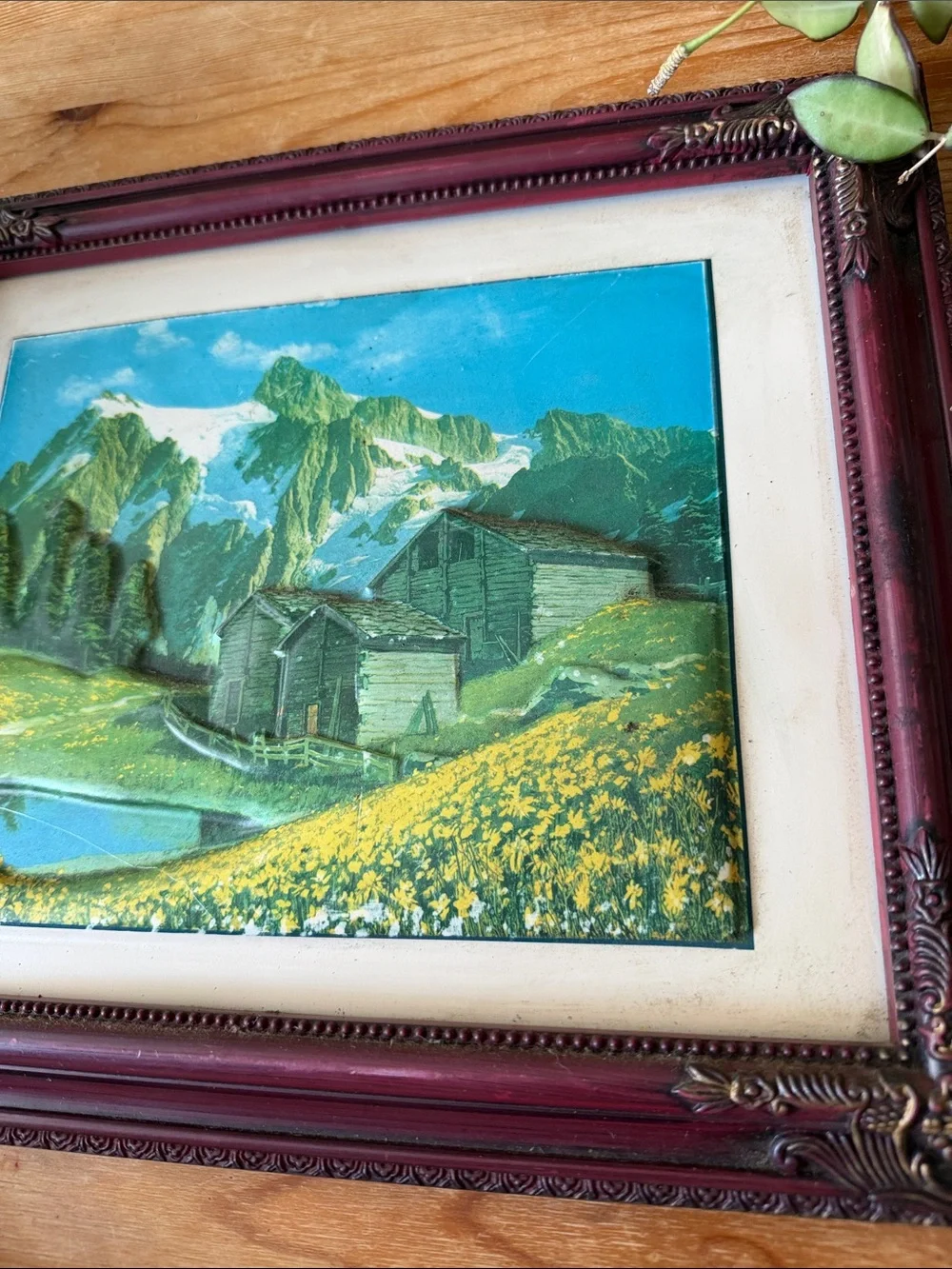 Vintage 3D Framed Alpine Landscape Artwork
